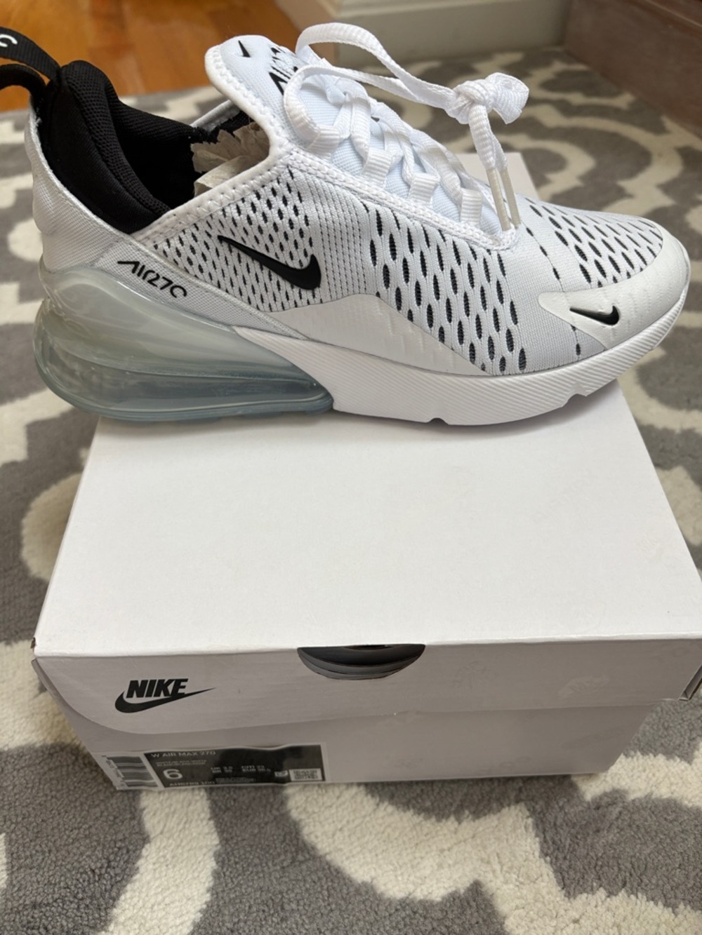Nike White and Black Air Max 270 React Style Sneaker